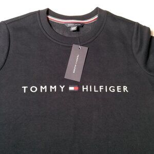 Tommy Hilfiger Sweatshirt Women XXS Navy Blue Embroidered Crew Neck Preppy New